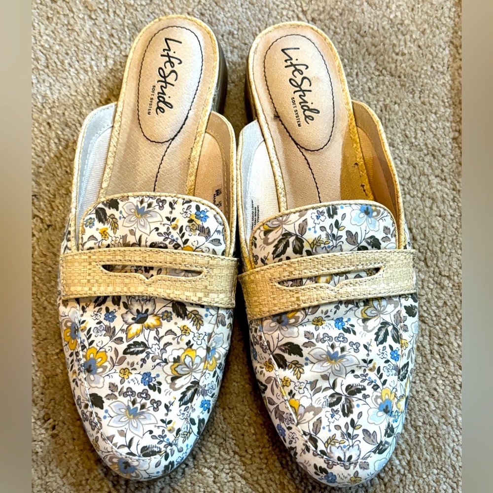 LifeStride Margot Floral Mules Slip On Shoes Size 9